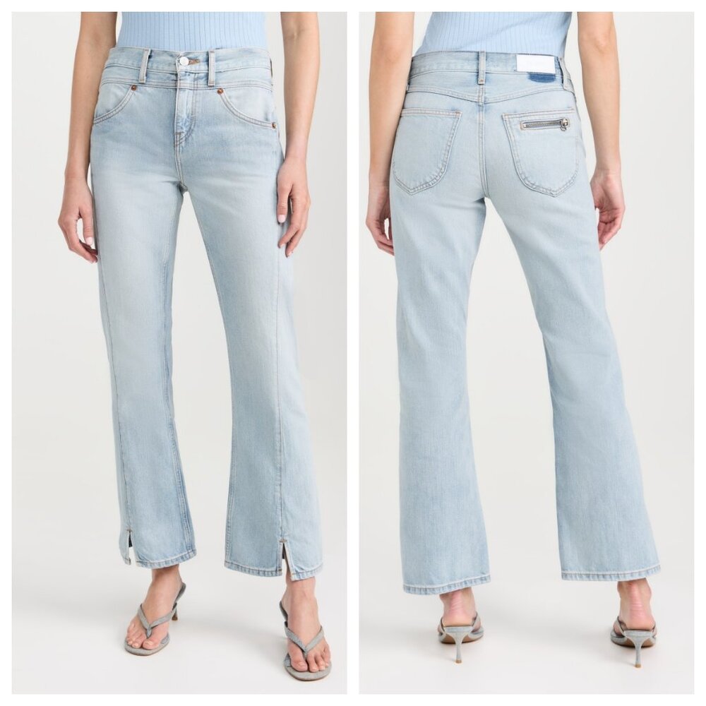 Re/Done Mid Rise Kick Flare Jeans in Marea